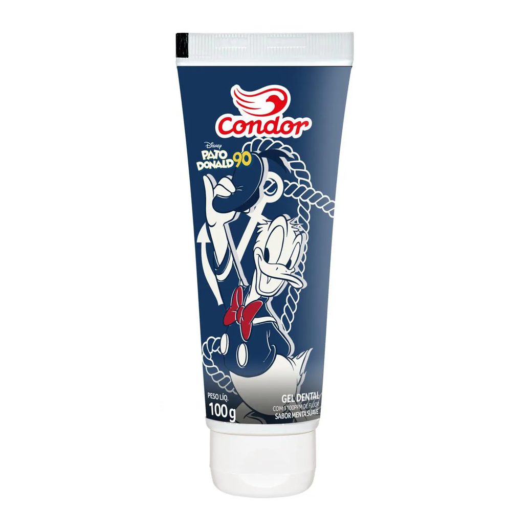Gel Dental com Flúor Menta Suave Pato Donald 90 Condor Bisnaga 100g