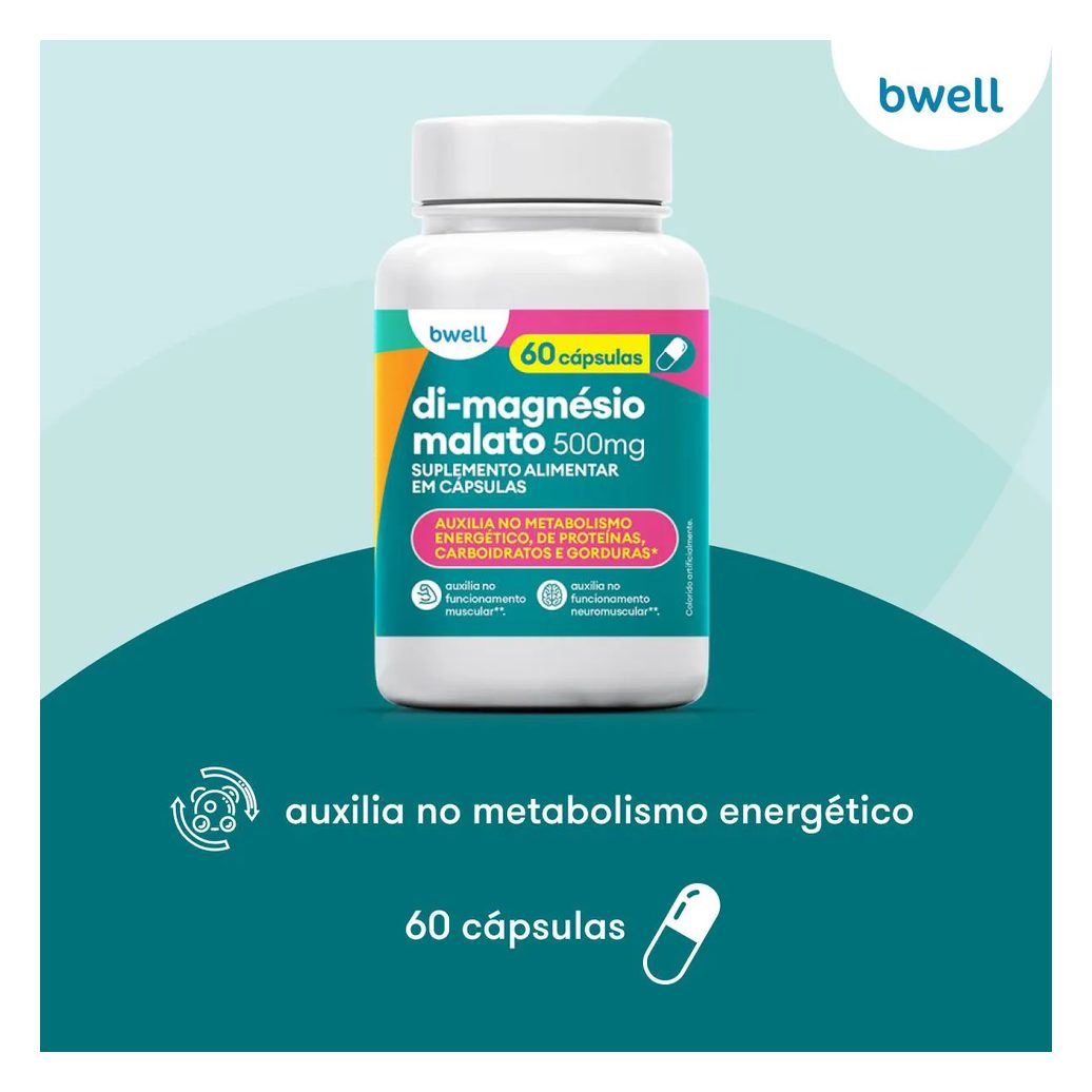 Di-Magnésio Malato 500mg bwell 60 Cápsulas
