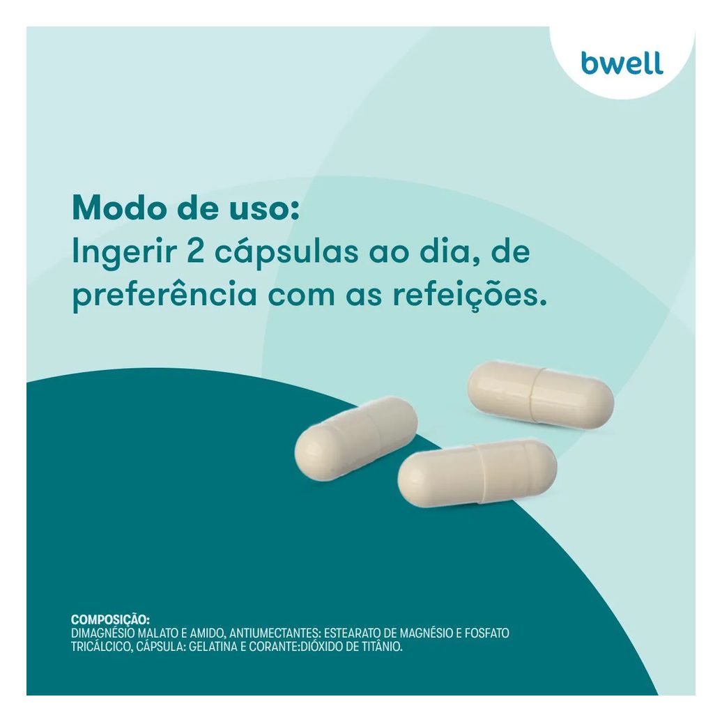 Di-Magnésio Malato 500mg bwell 60 Cápsulas