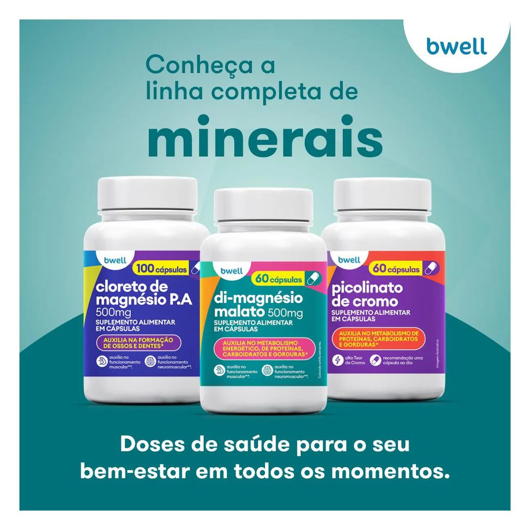 Di-Magnésio Malato 500mg bwell 60 Cápsulas