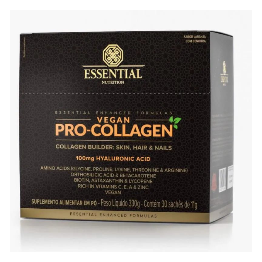 Vegan Pro-collagen Vegano (30 Saches) -laranja com Cenoura - Essential Nutrition