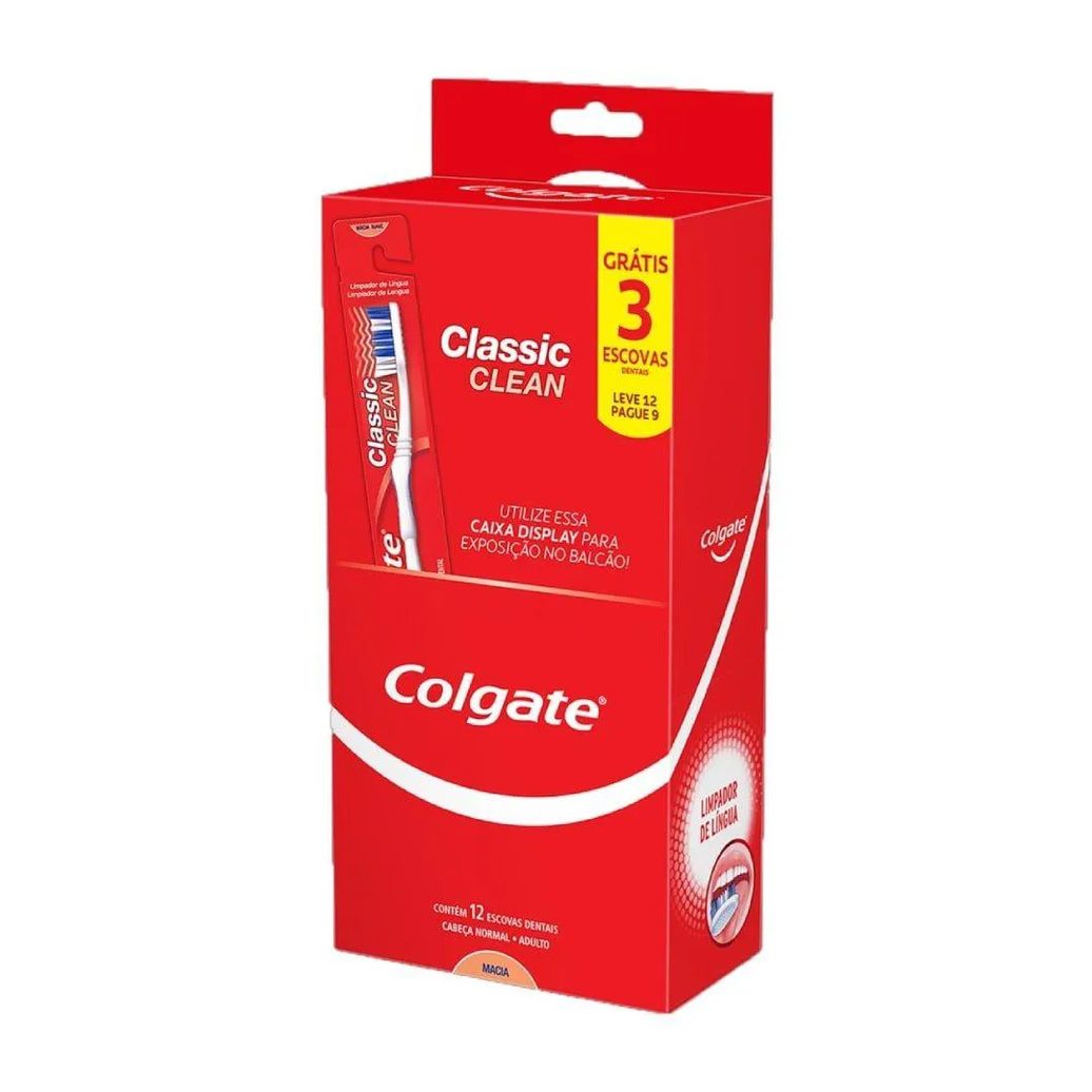 Escova Dental Colgate Classic Clean Macia Leve 12 Pague 9