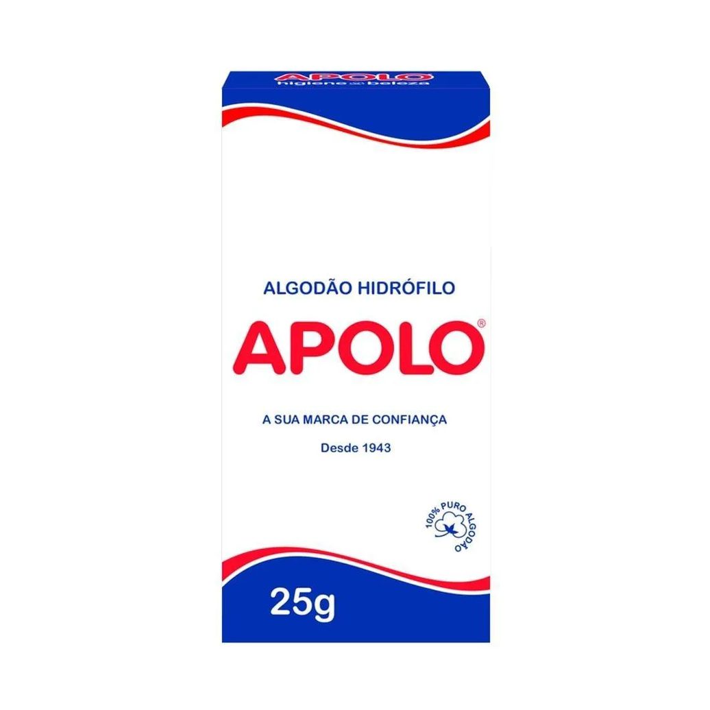 Algodão Apolo Hidrófilo 25g Embalagem com 20 unidades