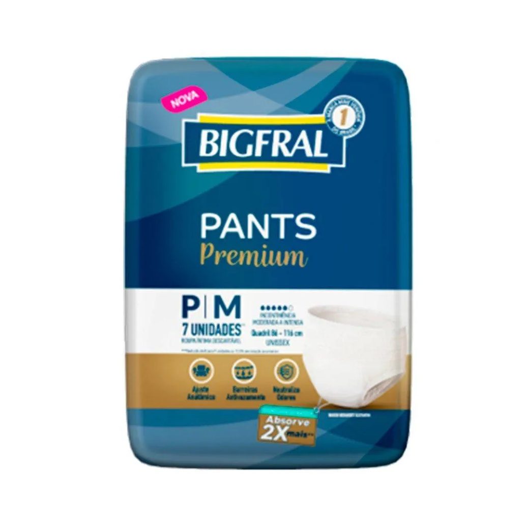 Roupa Íntima Bigfral Pants Premium Tamanho P/m - 8 Pacotes com 7 Fraldas - Total 56 Tiras