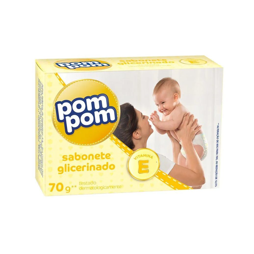Sabonete Pom-pom Glicerinado 70g Embalagem com 12 unidades