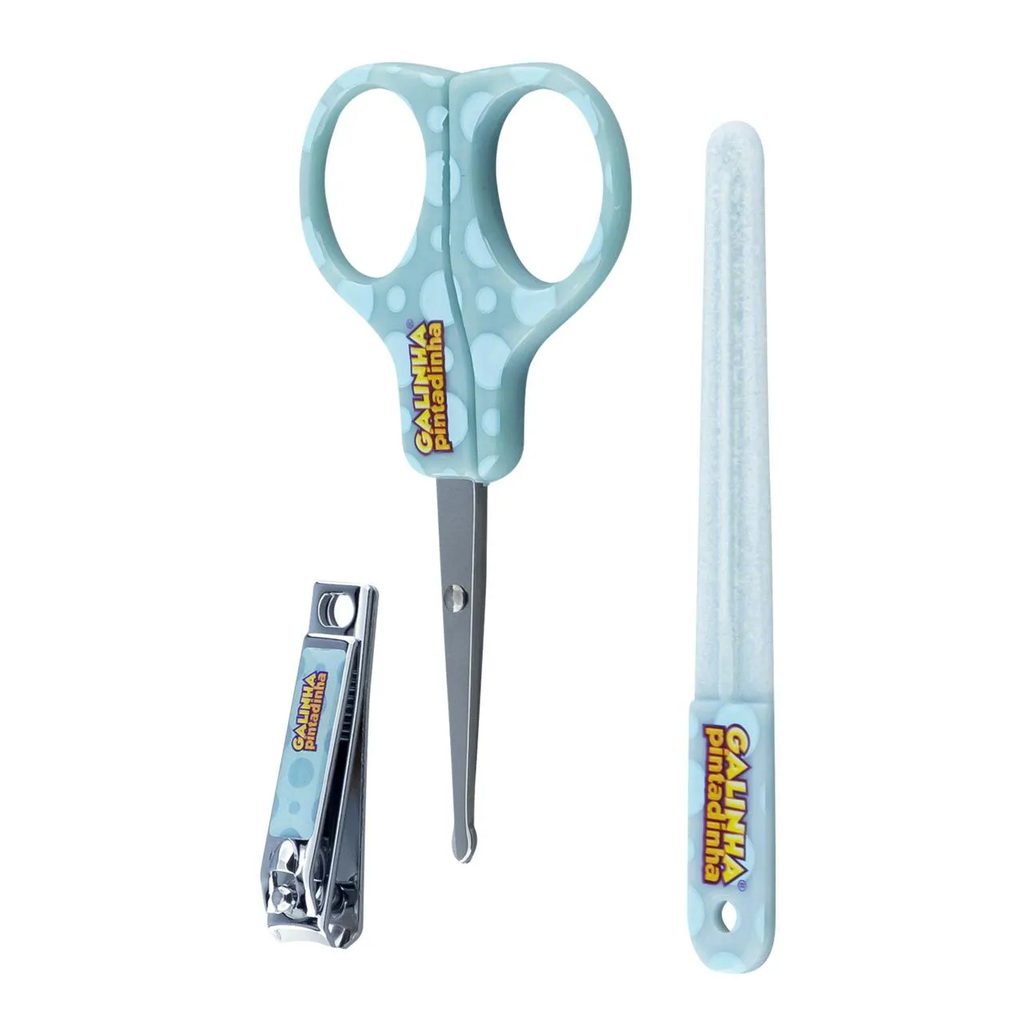 Kit Lixa + Tesoura + Cortador Infantil para Unhas Galinha Pintadinha Condor
