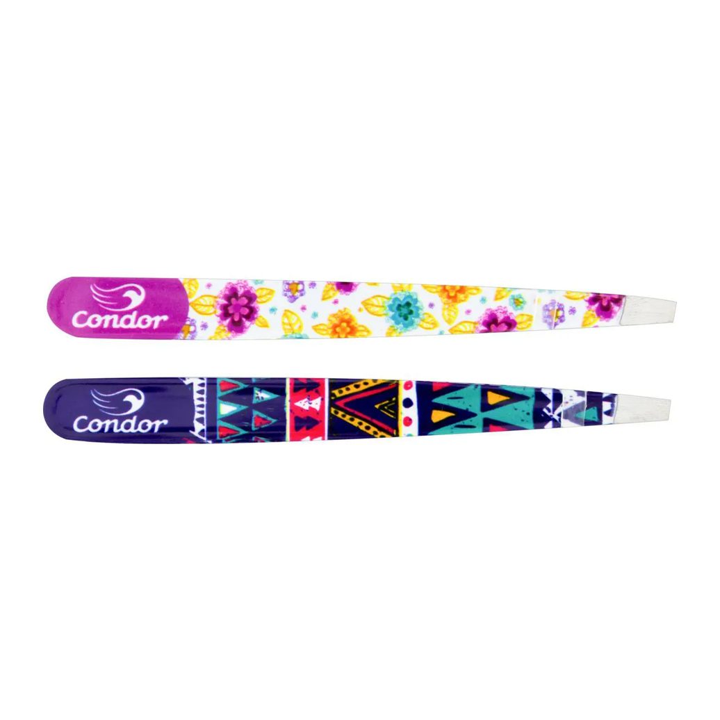 Pinça para Sobrancelhas Decorada Inox Condor 2 Unidades