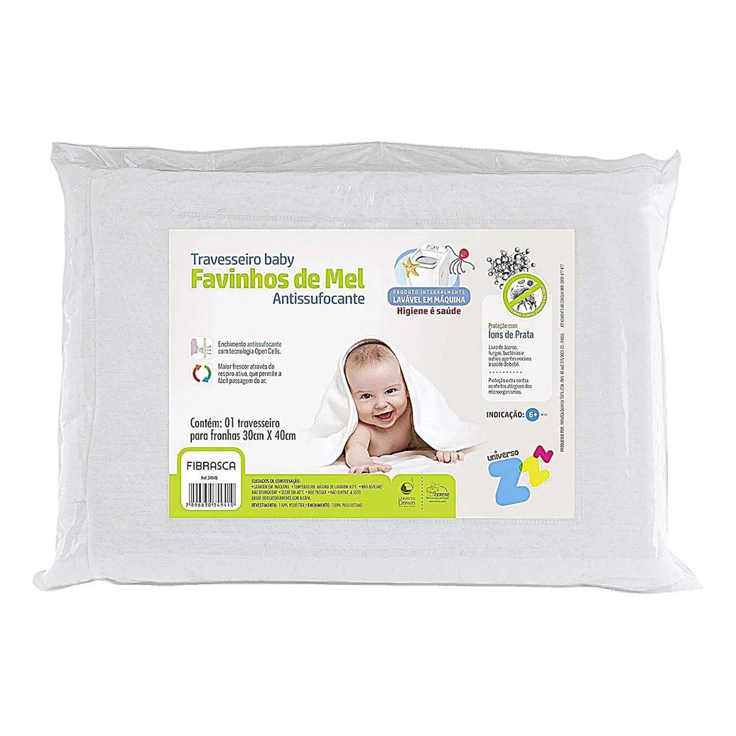 Travesseiro Favinhos de Mel Baby Antissufocante 30x40cm