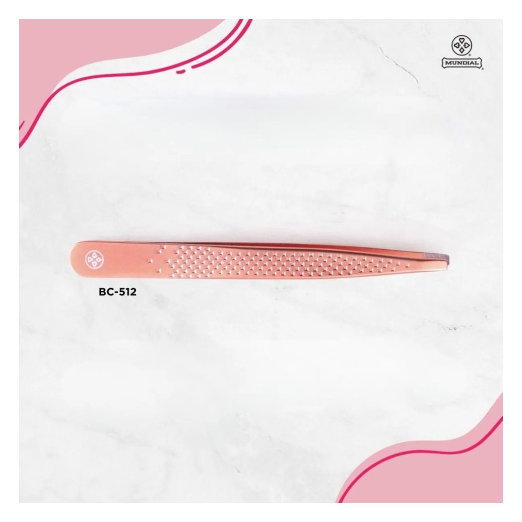 Pinça Ponta Reta Rose Gold Bc512 Design Sobrancelhas Mundial
