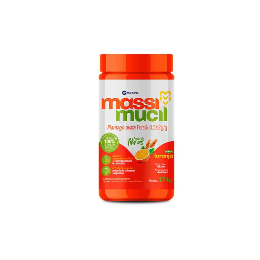 Psyllium Massi Mucil 174g Puro Rico em Fibras 100% Natural - Sabor Laranja