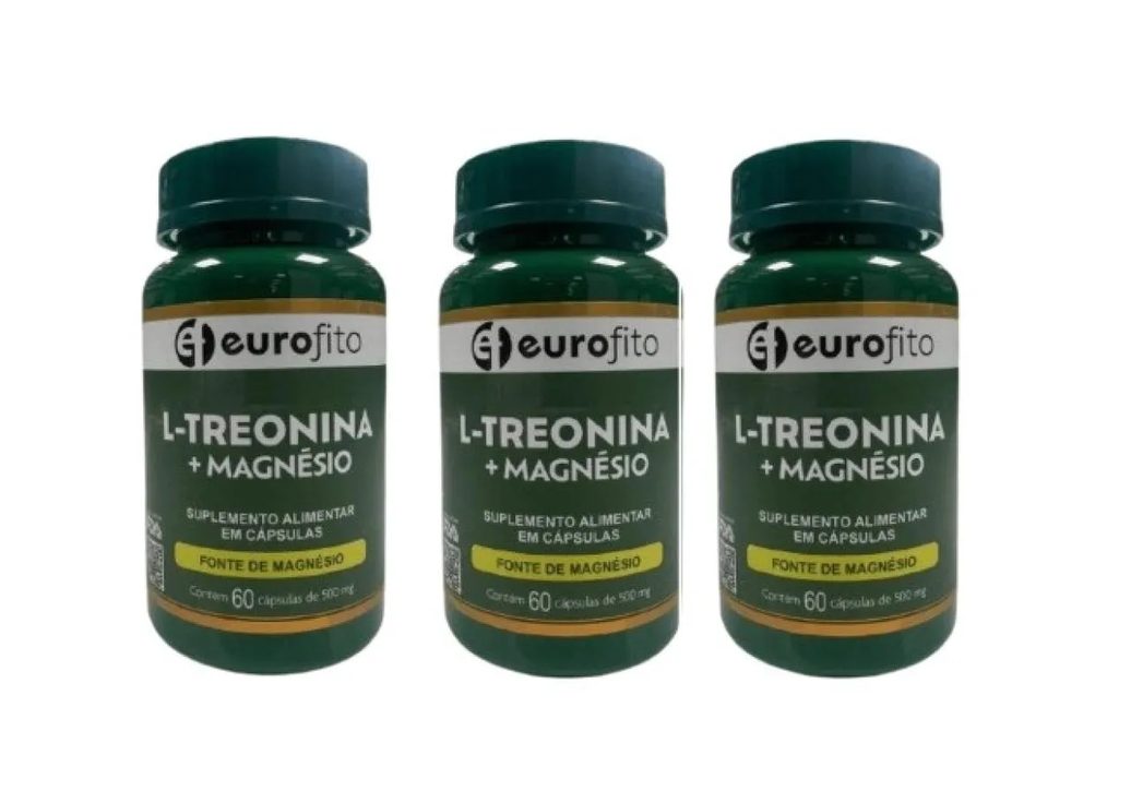 KIT 3 SUP ALIMENTAR L-TREONINA+MAGNESIO 60 CAPS - EUROFITO