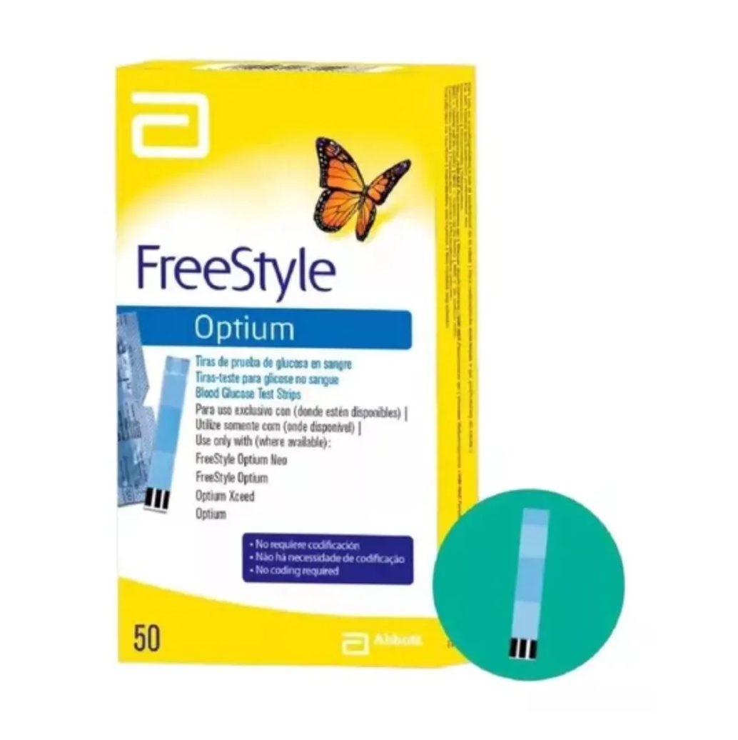 Tiras de Glicose Freestyle Optium Controle 50 unidades