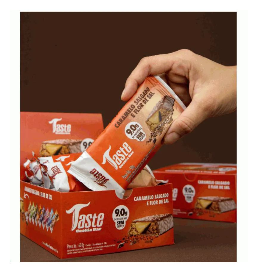 Taste Cookie Bar Display (12 unidades 45G) - Sabor: Caramelo Salgado e Flor de Sal (12 unidades. 50G)