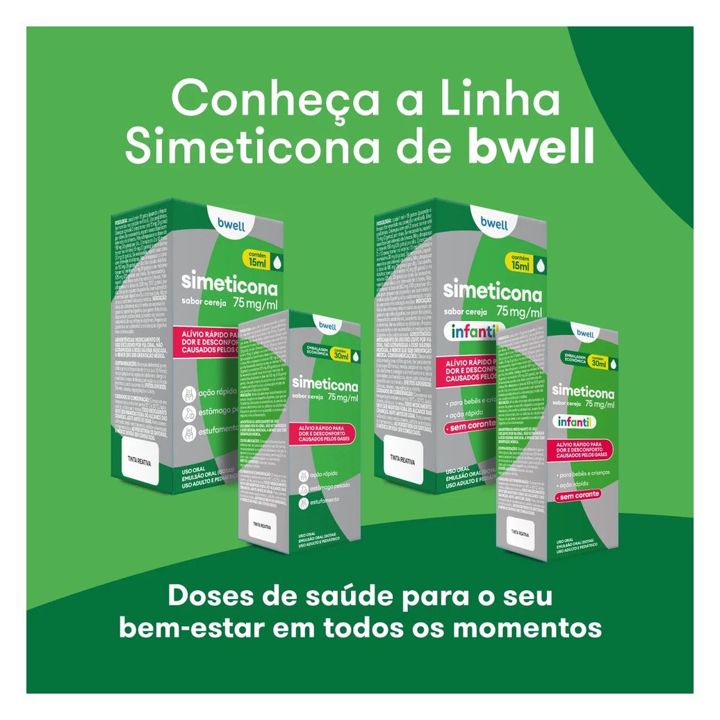 Simeticona bwell Infantil 75mg/ml Sabor Cereja 15ml