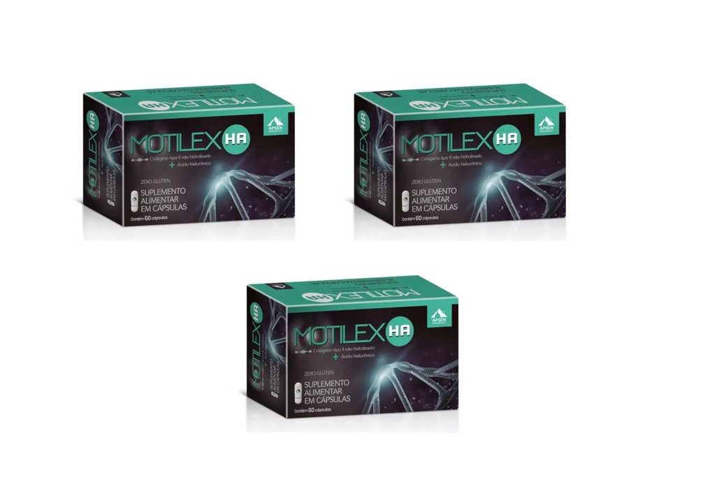 Kit 3 Motilex Ha Apsen Colágeno Tipo 2 + Ácido 60cp