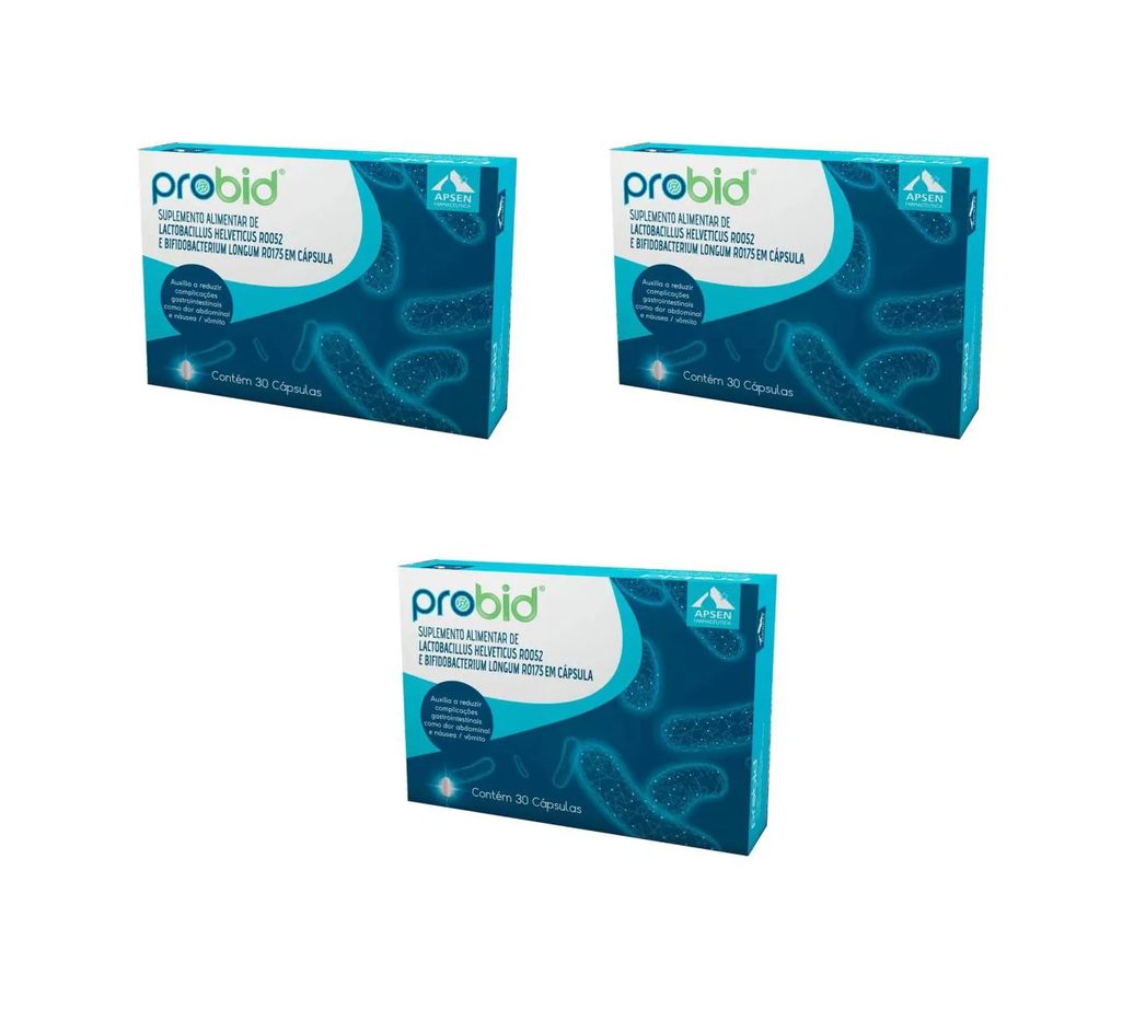 Kit 3 Suplemento Apsen Probid Lactobacillus 30cps