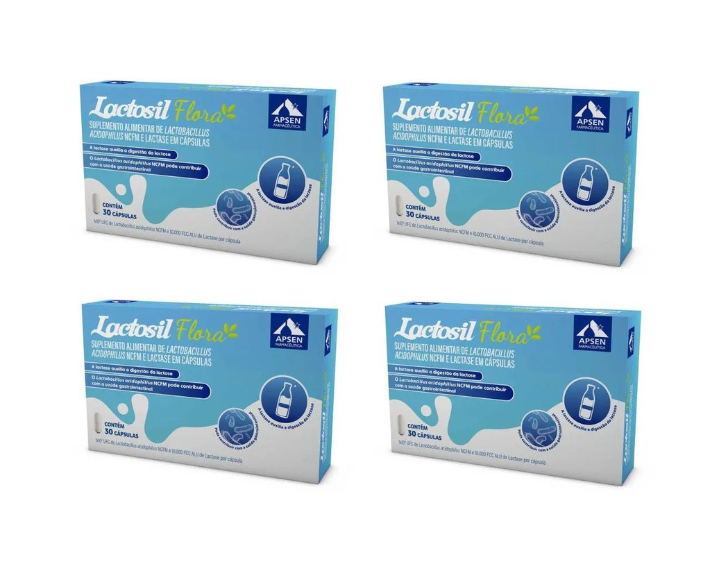 Kit 4 Suplemento Lactosil Flora Lactase 10000fcc 30cps