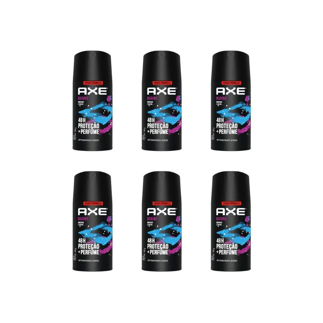 Desodorante Aerossol Axe 150ml Marine - Kit C / 6un