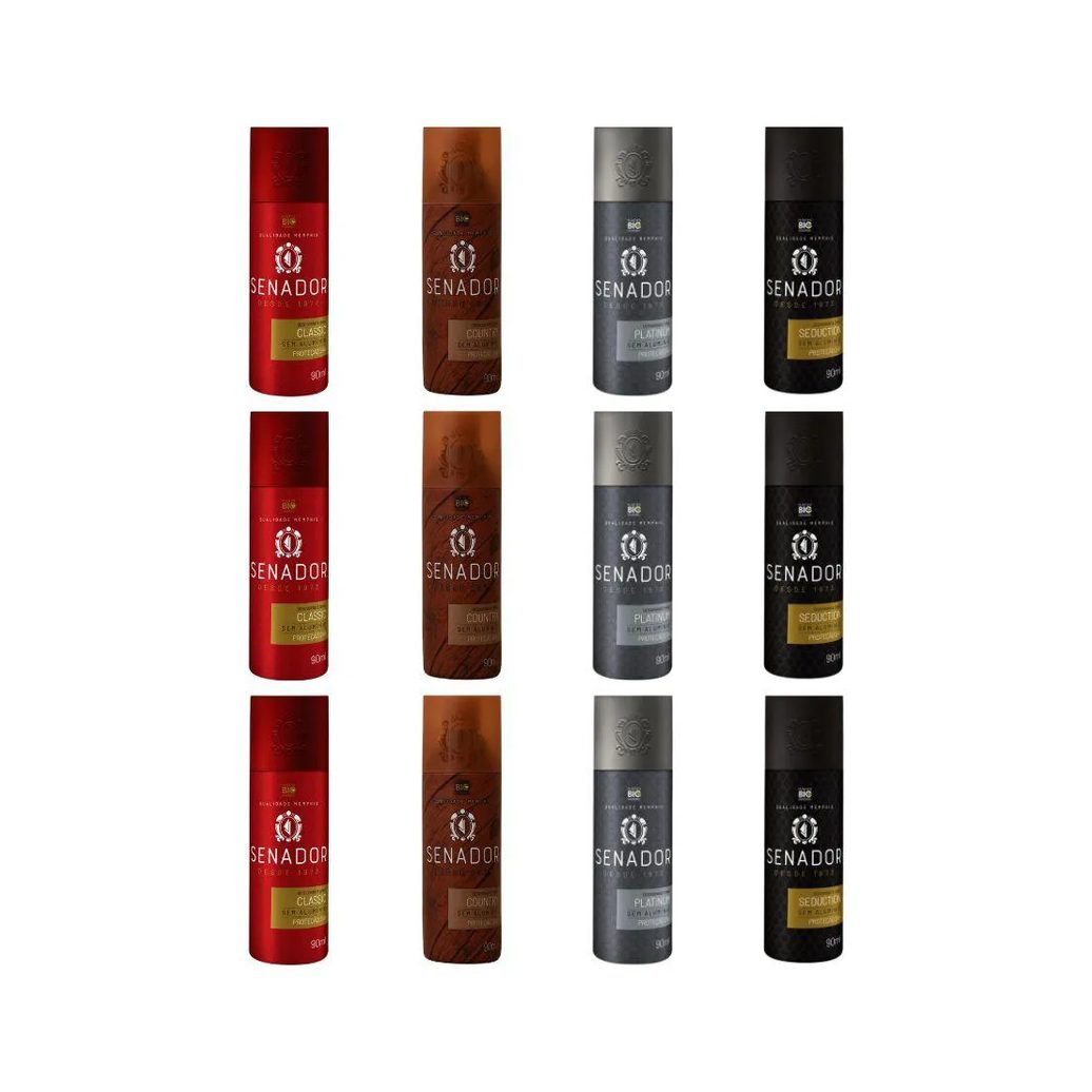 Kit 12 Desodorante Senador Classic+country+platinum+seduct