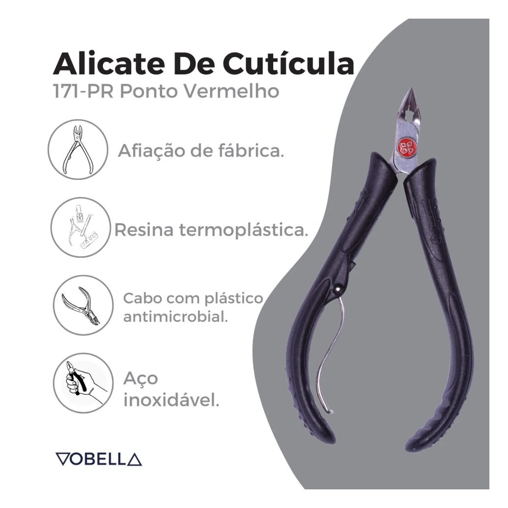 Alicate de Corte Unha Cutícula 171-Pr Ponto Vermelho Mundial