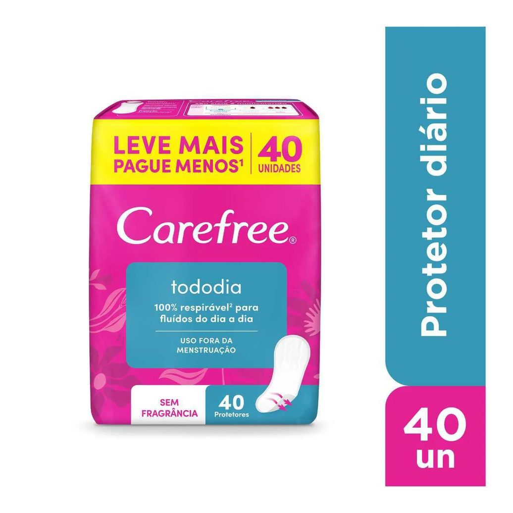 Protetor Diário Carefree Todo Dia Sem Perfume 40 unidades