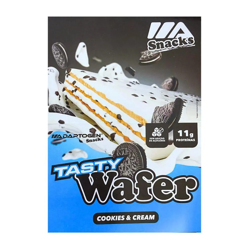 Tasty Wafer Snacks 50g - Adaptogen Cookies e Cream - Sem Ad Açucar - Caixa Fechada 12un