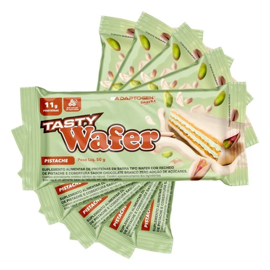 Tasty Wafer Snacks 50g Kit 5 Un - Adaptogen Pistache - Sem Ad Açucar