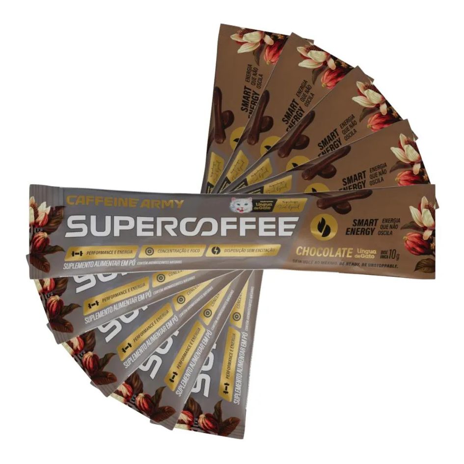 Kit 5 Saches 10g Lingua de Gato - Super Coffee Sabor Chocolate
