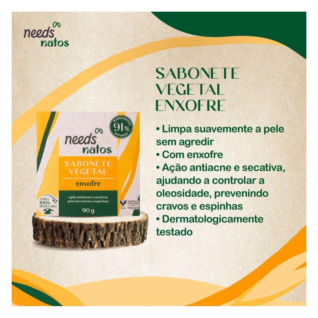Sabonete de Enxofre em Barra Needs Natos Vegetal 90g