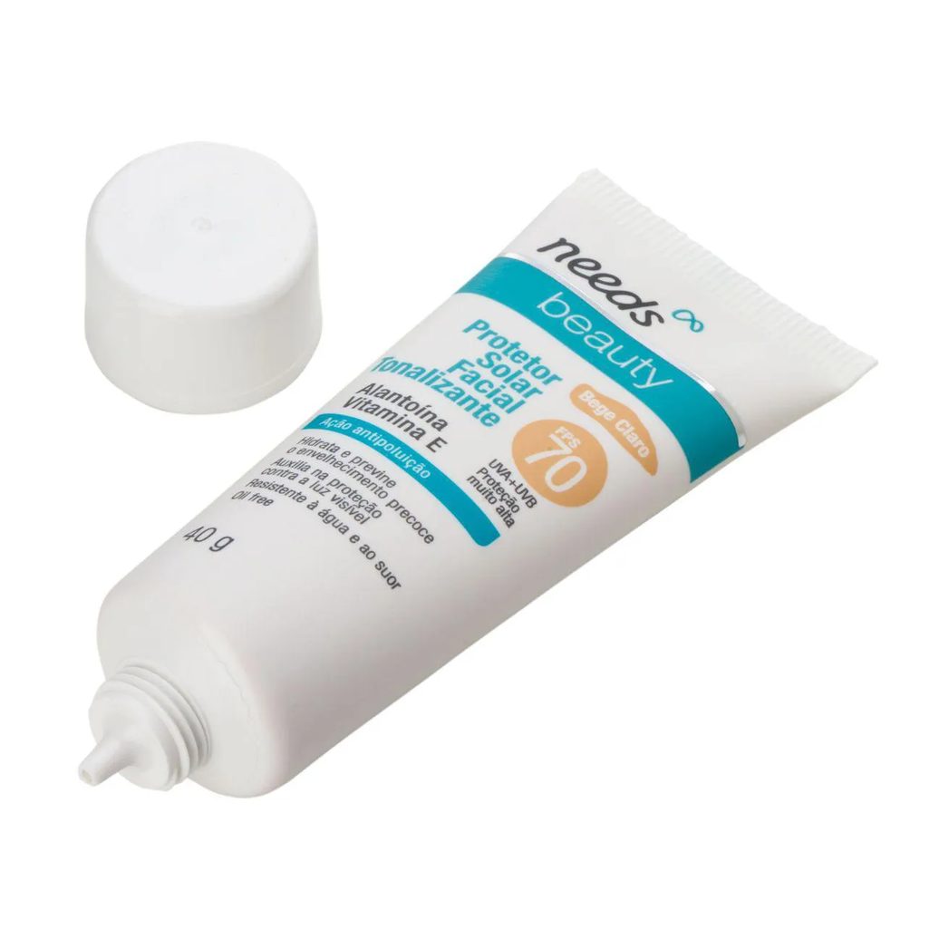 Protetor Solar Facial Needs Beauty FPS 70 Bege Claro 40g