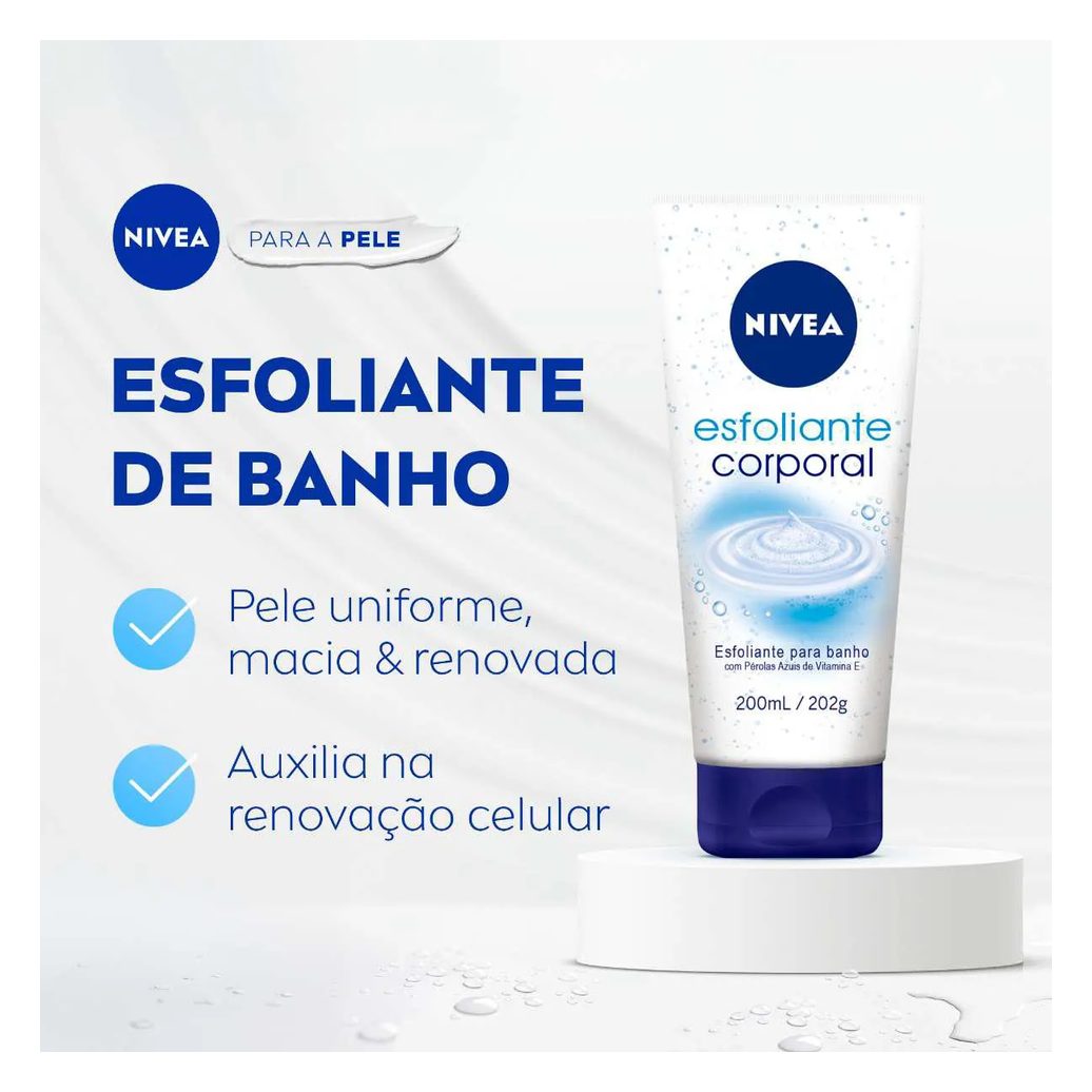 Kit Nivea Esfoliante Corporal para Banho 200ml + Sabonete Líquido Corporal Óleo de Banho 200ml