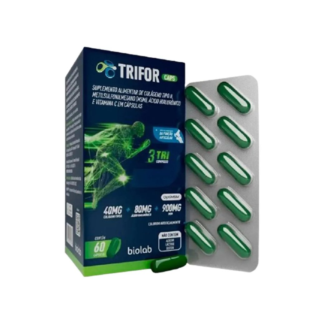 TRIFOR COLáGENO TIPO 2 + HIALURôNICO + MSM - 60 CáPSULAS