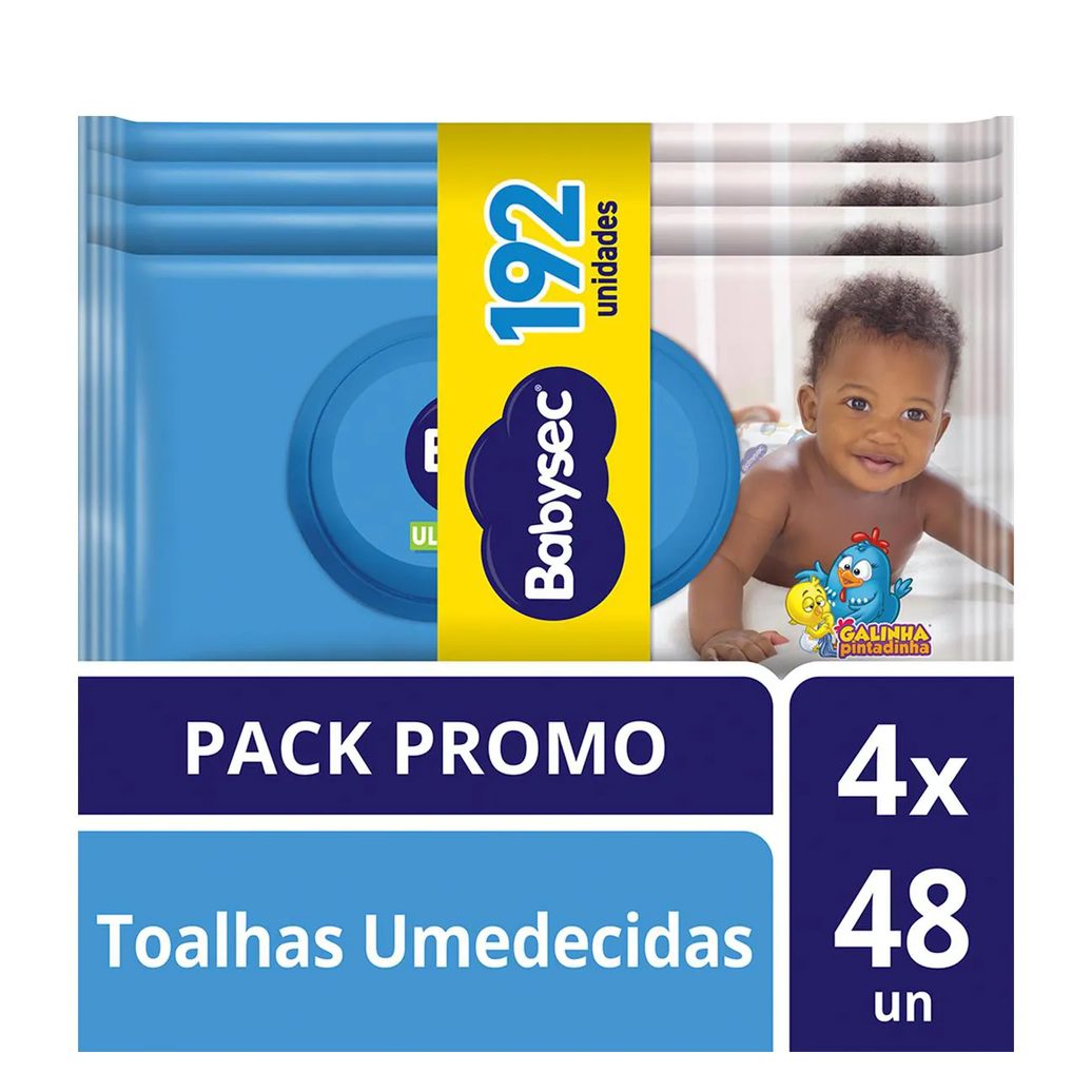 Kit Lenço Umedecido Babysec Ultra Fresh 4 pacotes com 48 unidades cada