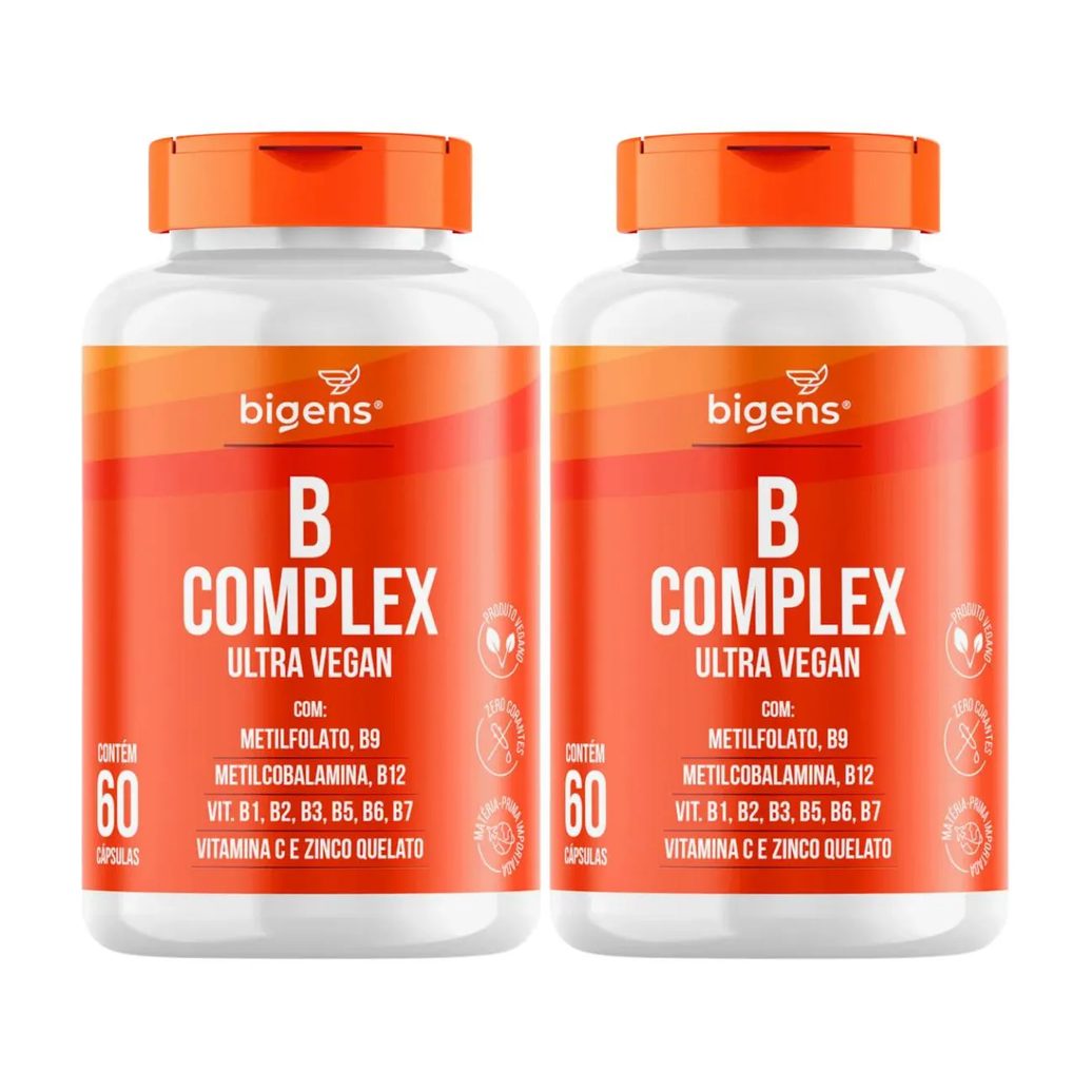 2x Vitamina B Complex Ultra Vegan Bigens 60 Capsulas sem Sabor