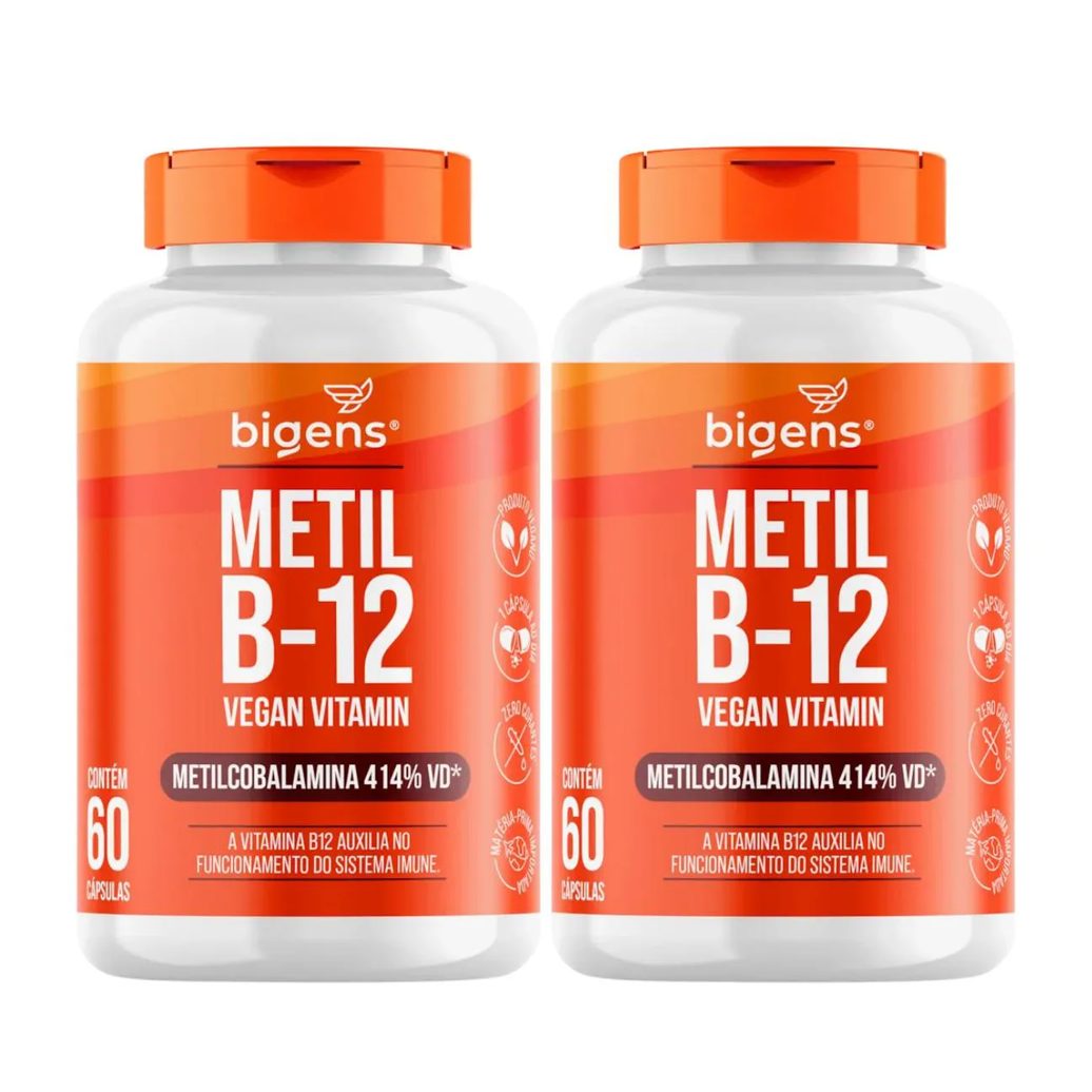 2x Vitamina B12 Metilcobalamina Vegana Bigens 60 Capsulas sem Sabor