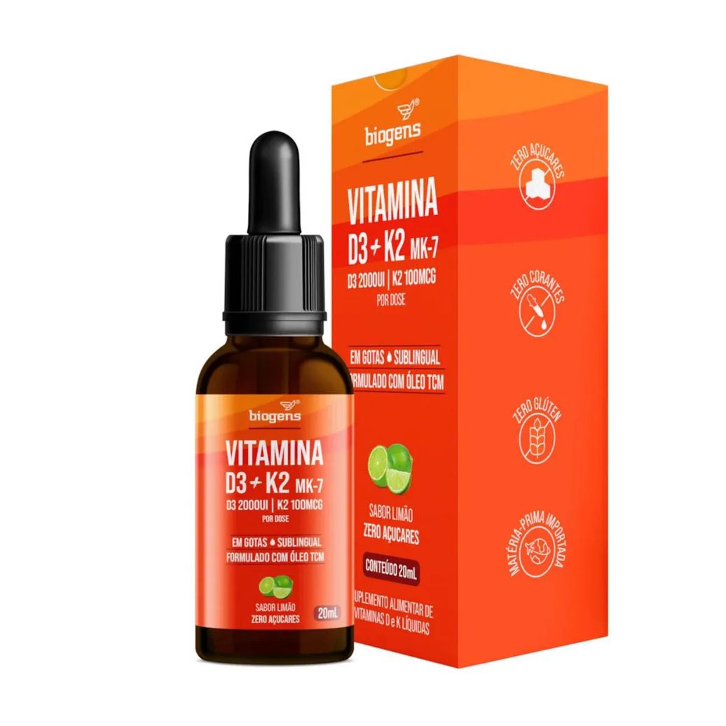Vitamina D3 2000ui + K2 Mk7 100mcg Bigens Limão 20ml