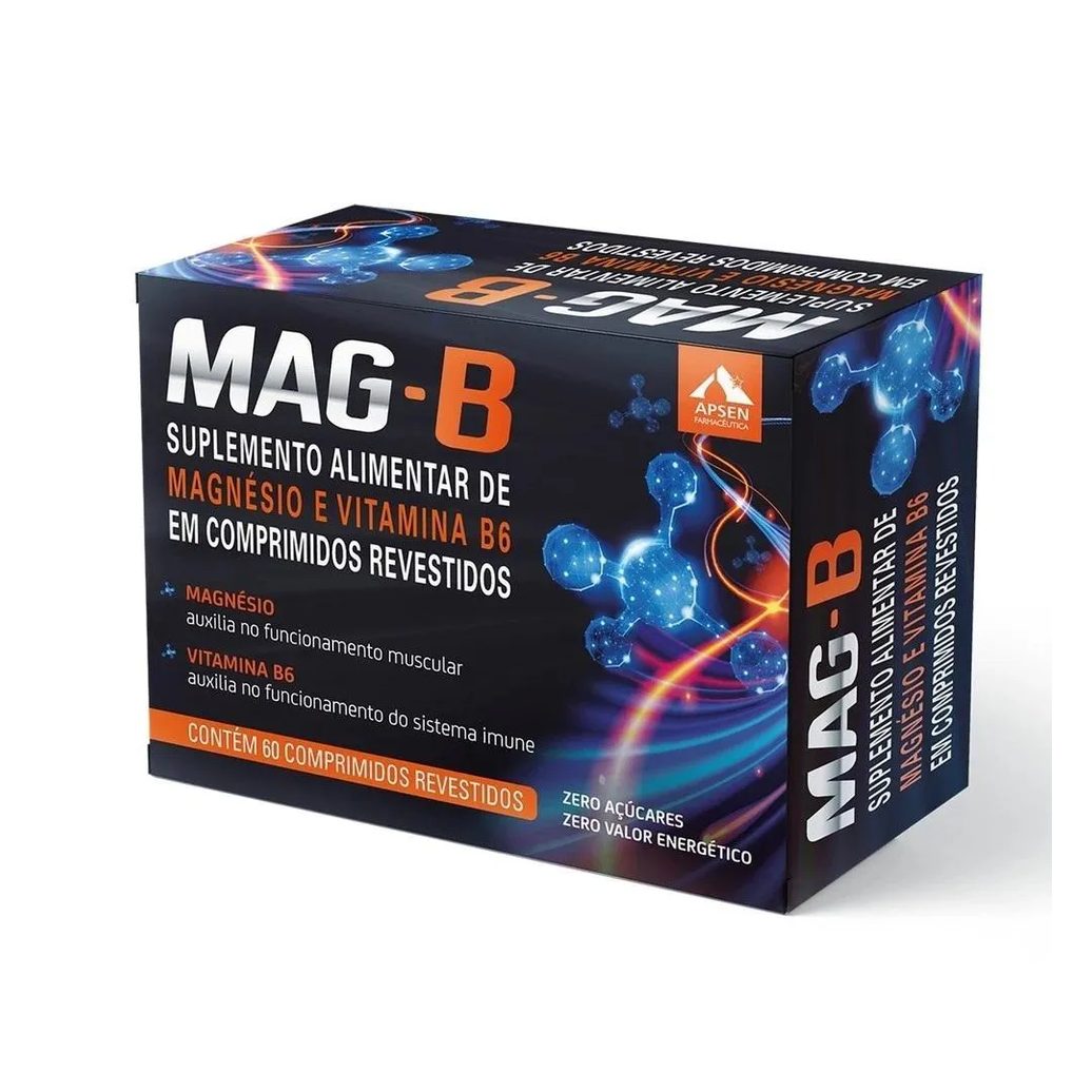 Suplemento Apsen Mag B Magnésio + Vitamina B6 60cps