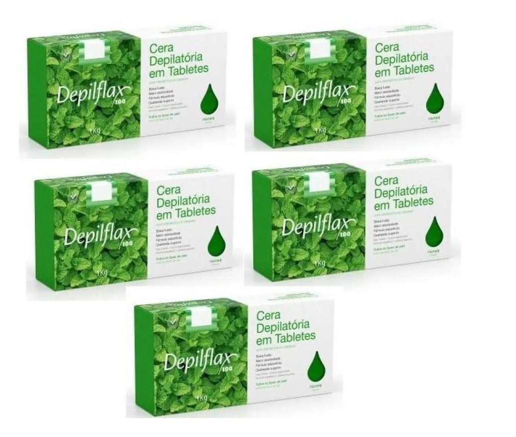 Kit 5 Ceras Depilatoria Quente Hortela 1kg Depiflax