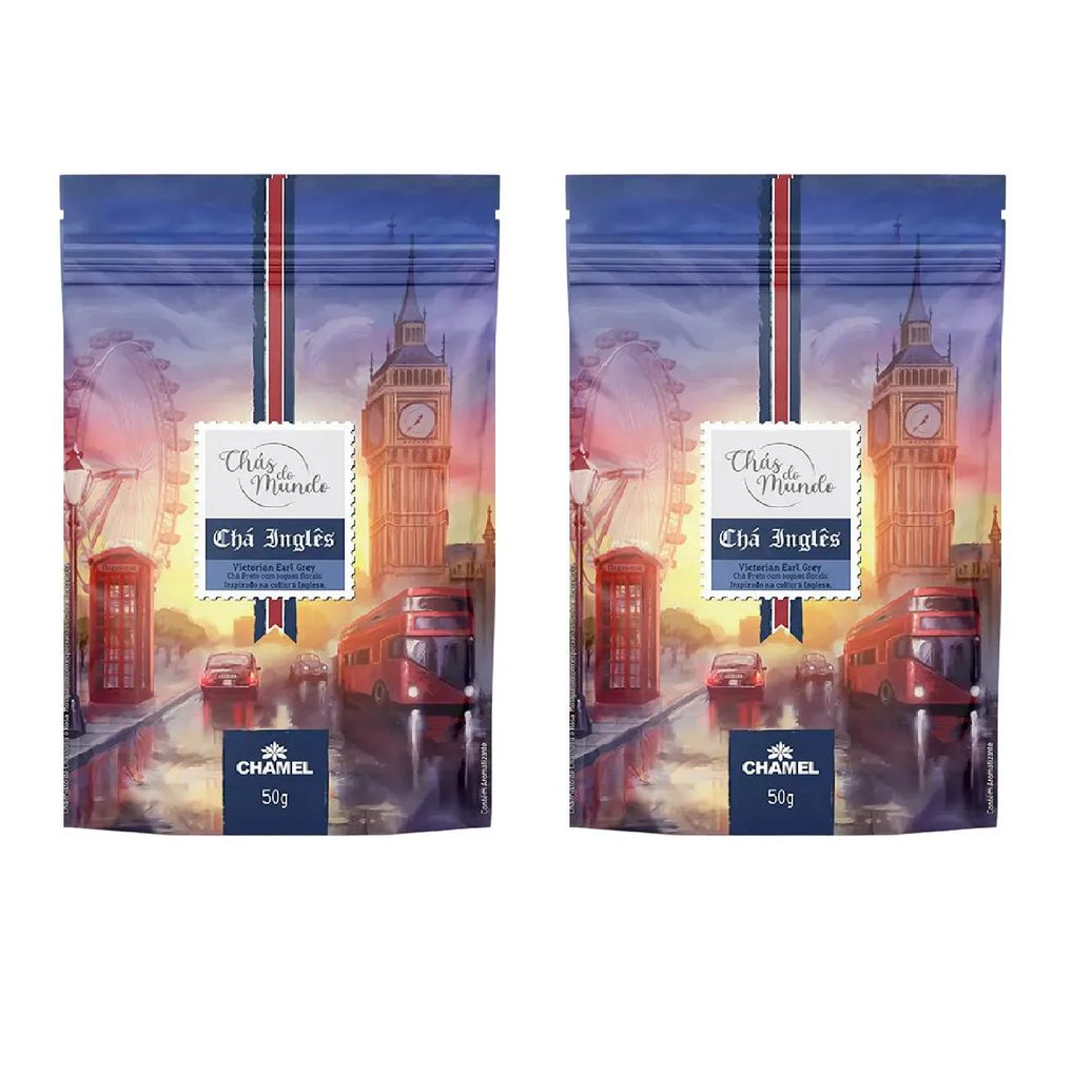 Kit 02 Chás do Mundo Pouch Chá Inglês 50g - Chamel
