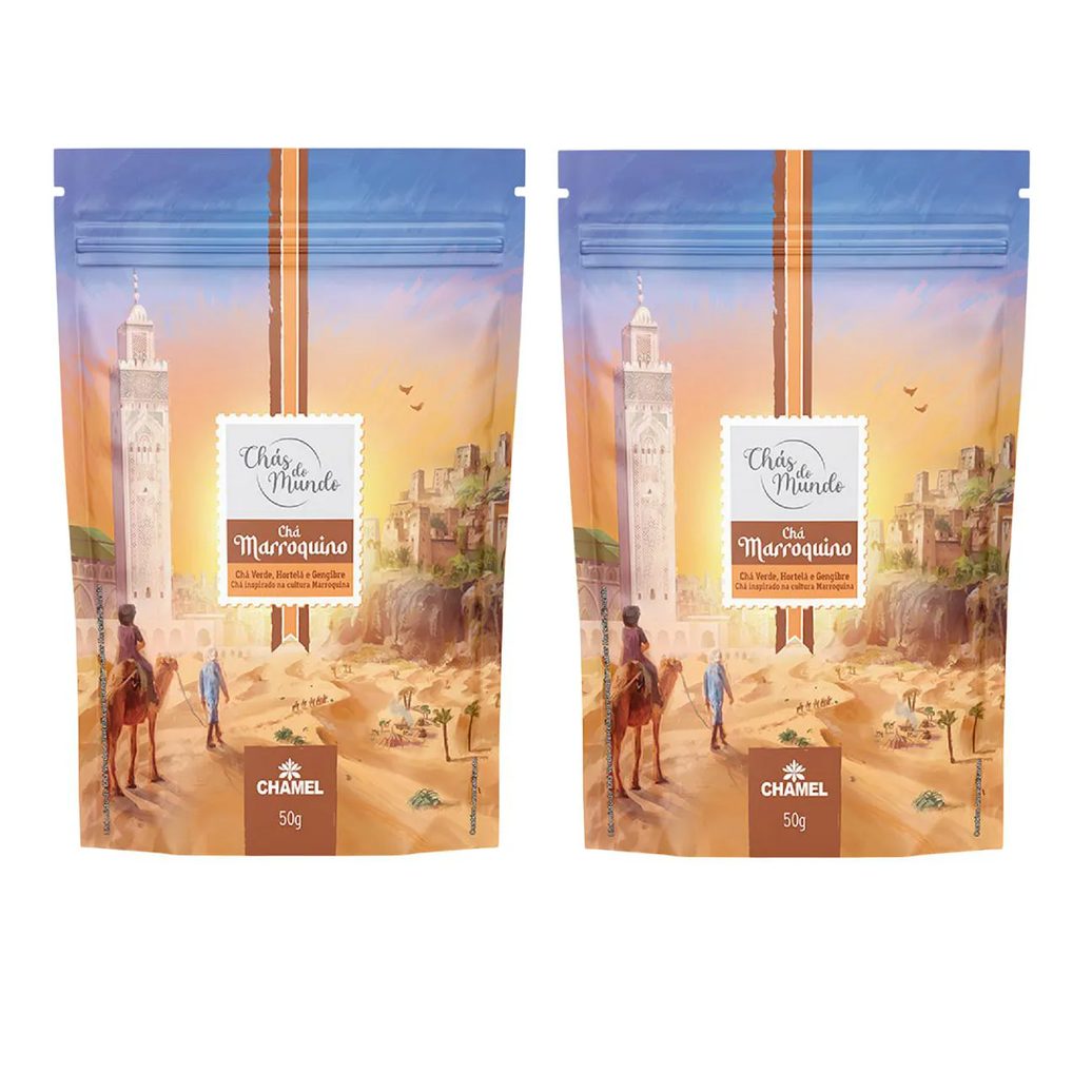 Kit 02 Chás do Mundo Pouch Chá Marroquino 50g - Chamel