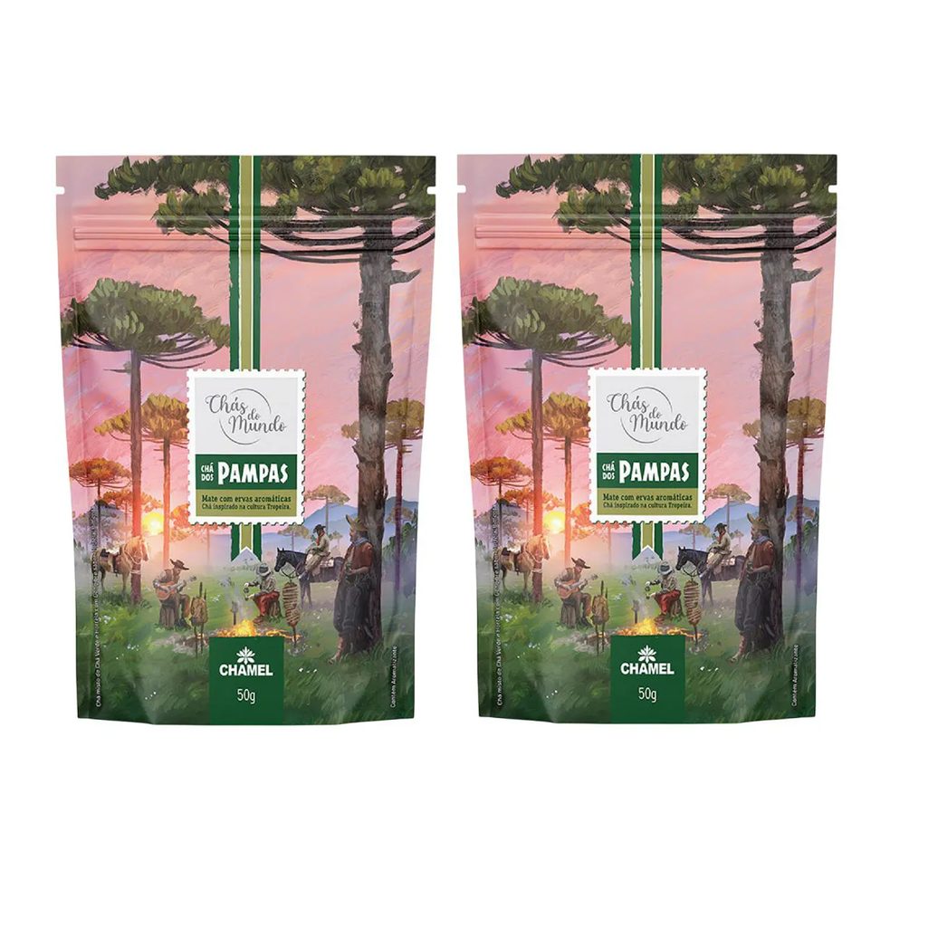 Kit 02 Chás do Mundo Pouch Chá Pampas 50g - Chamel