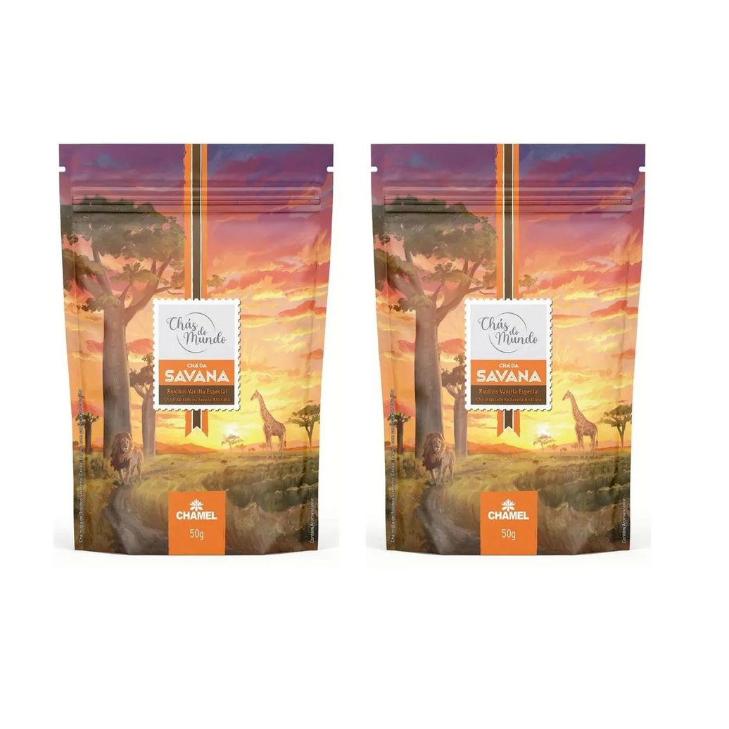 Kit 02 Chás do Mundo Pouch Chá Savana 50g - Chamel