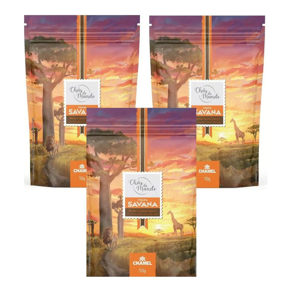 Kit 03 Chás do Mundo Pouch Chá Savana 50g - Chamel