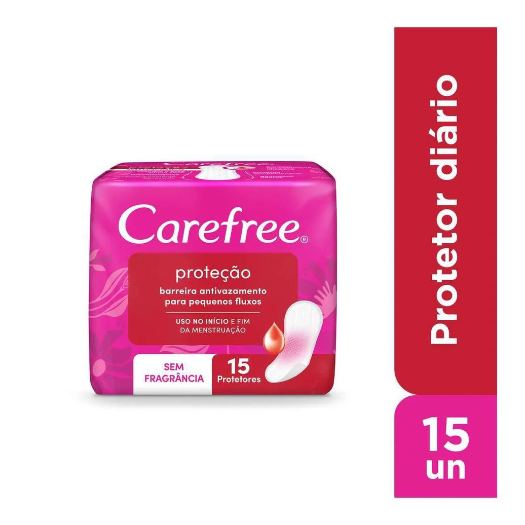 Protetor Diário Carefree Proteção Sem Perfume 15 unidades