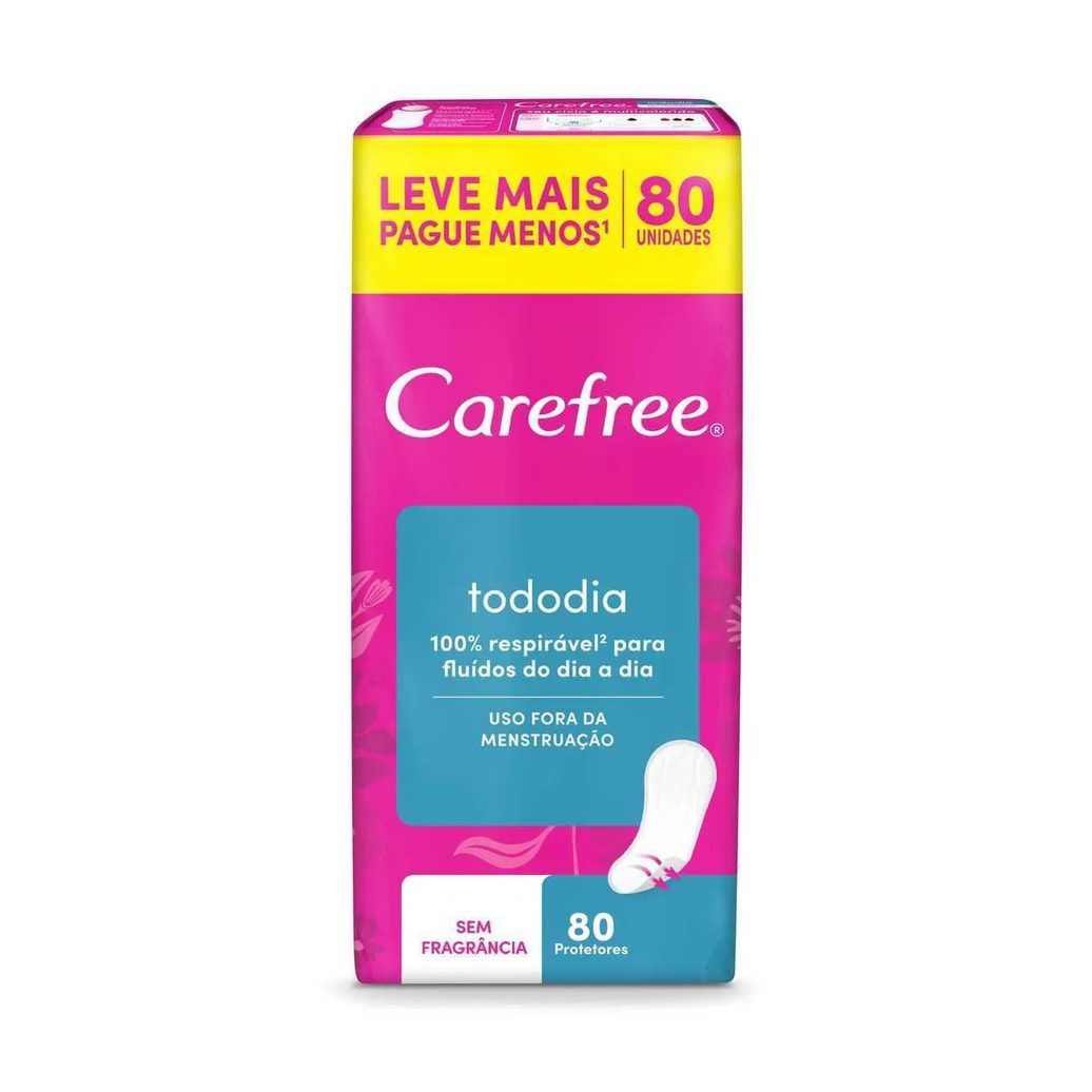 Protetor Diário Carefree Tododia Sem Perfume 80 unidades