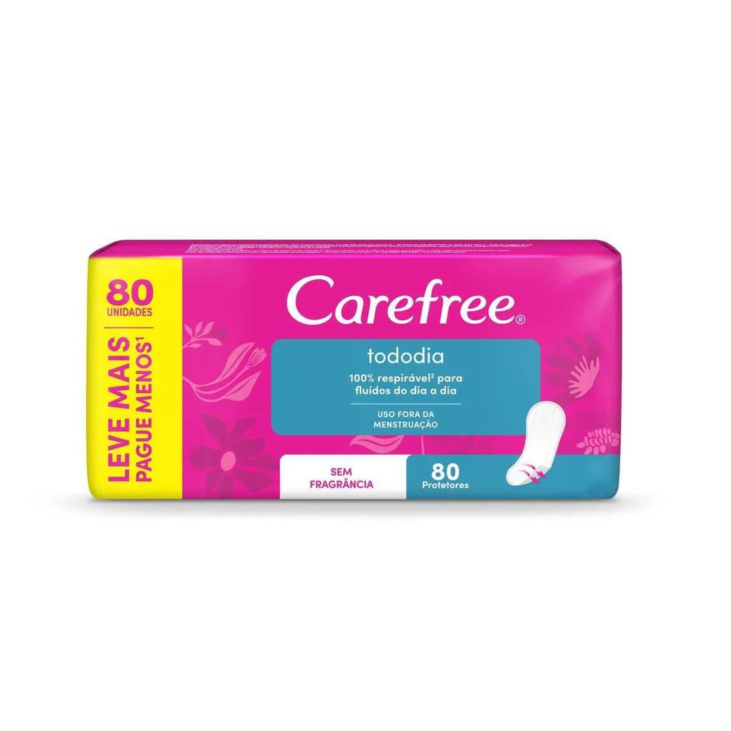 Protetor Diário Carefree Tododia Sem Perfume 80 unidades