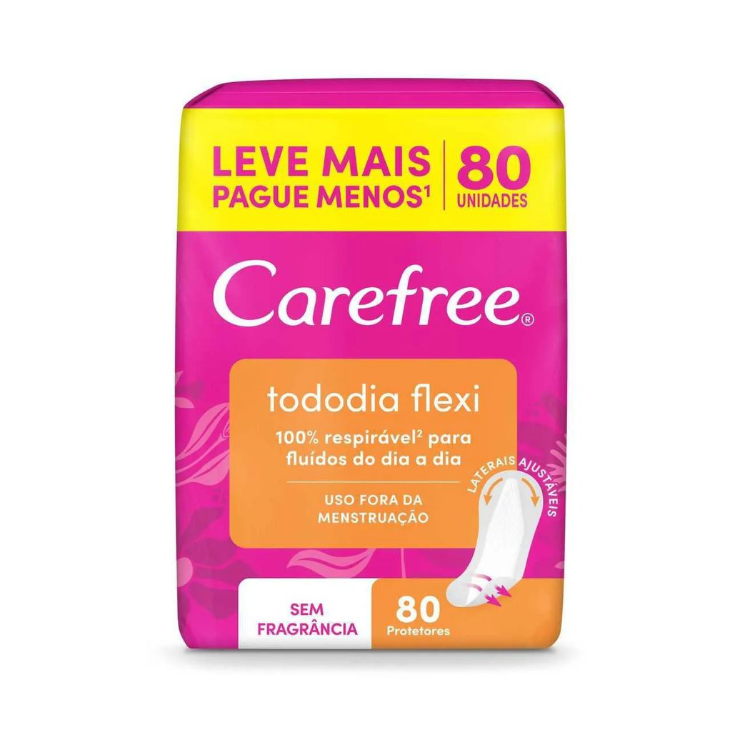 Protetor Diário Carefree Tododia Flexi Sem Perfume com 80 unidades