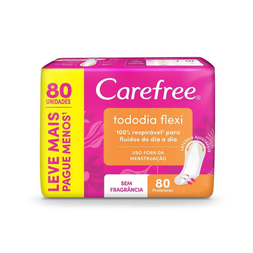Protetor Diário Carefree Tododia Flexi Sem Perfume com 80 unidades