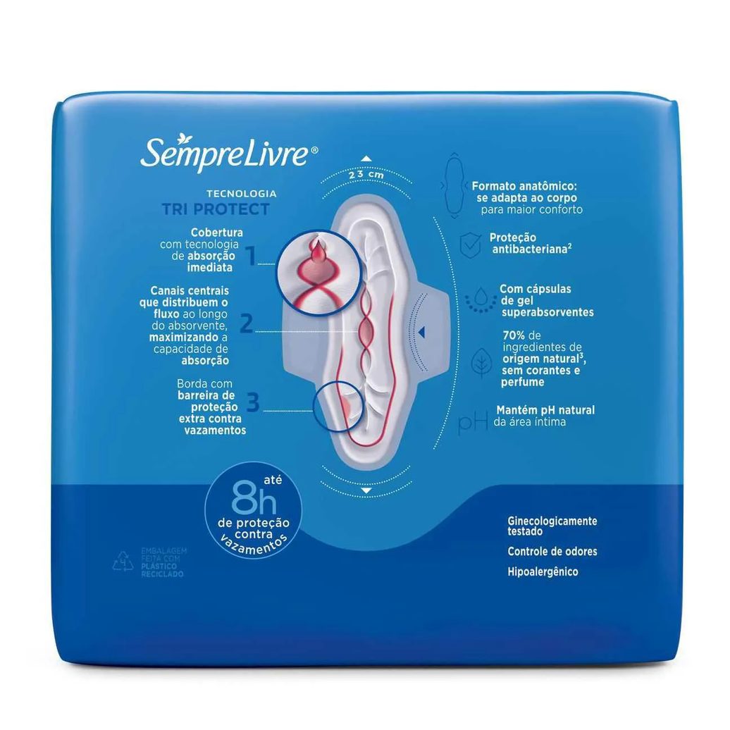 Absorvente Sempre Livre Adapt Plus Cobertura Suave Com Abas 32 unidades