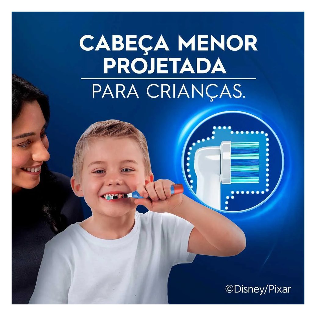 Escova de Dente Elétrica Oral-B Infantil Macia 3+ Anos Disney Pixar Carros com 1 unidade + 2 pilhas AA